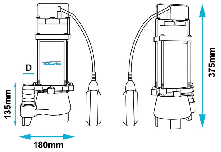 ASC D18VA Vortex Drainage Sump Pump