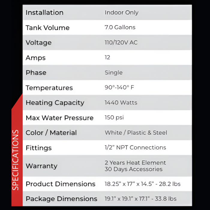 EM-7.0 Gallon Electric Mini Tank Water Heater