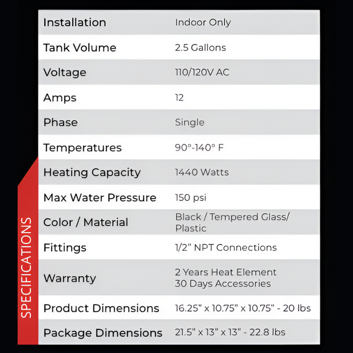 SMARTHOME 2.5 Gallon Mini Tank Water Heater